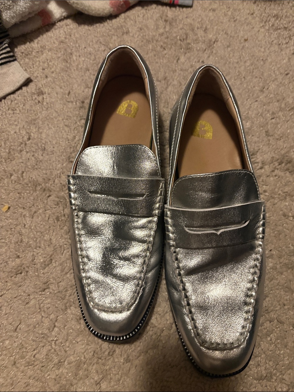 Bared Maleo Silver Leather Loafers Size 38  Never Worn
